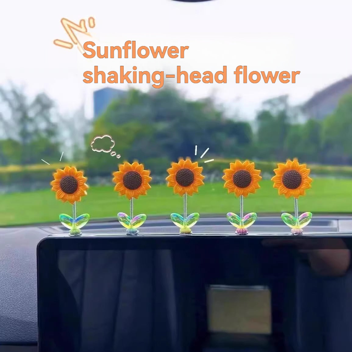 Car interior decoration shaking sunflower ornament