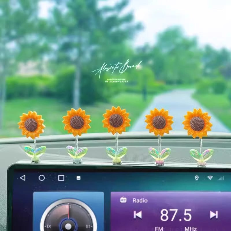 Car interior decoration shaking sunflower ornament