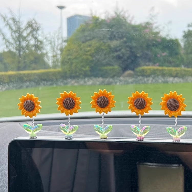 Car interior decoration shaking sunflower ornament