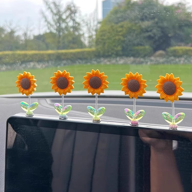 Car interior decoration shaking sunflower ornament