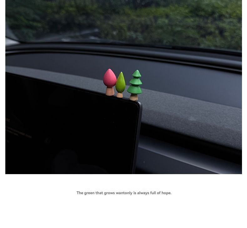 Small trees decorate summer ornaments, cute cars