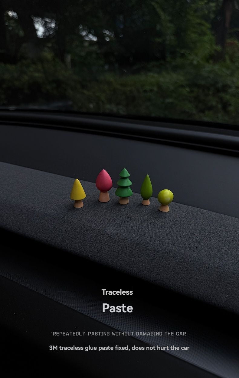 Small trees decorate summer ornaments, cute cars