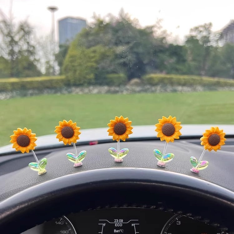 Car interior decoration shaking sunflower ornament
