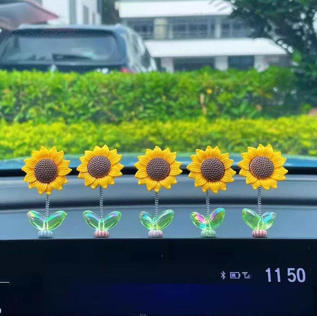 Car interior decoration shaking sunflower ornament