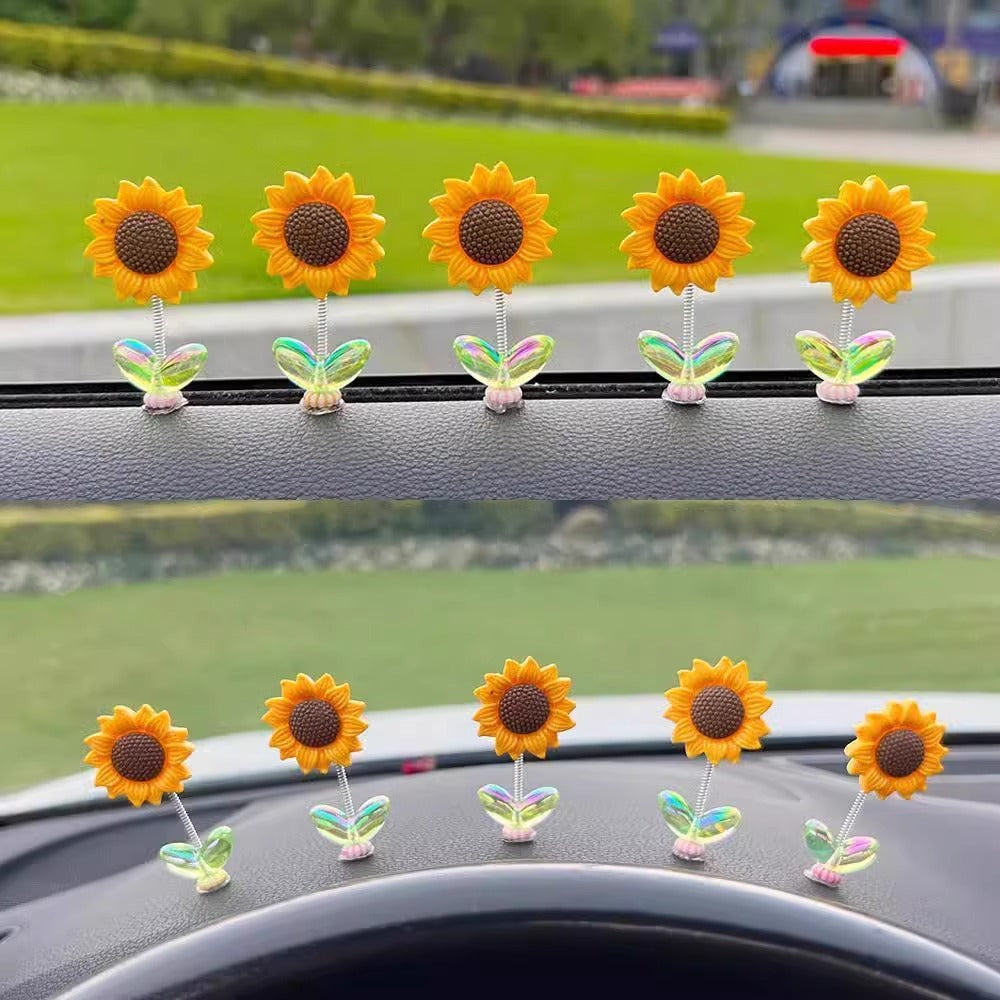 Car interior decoration shaking sunflower ornament