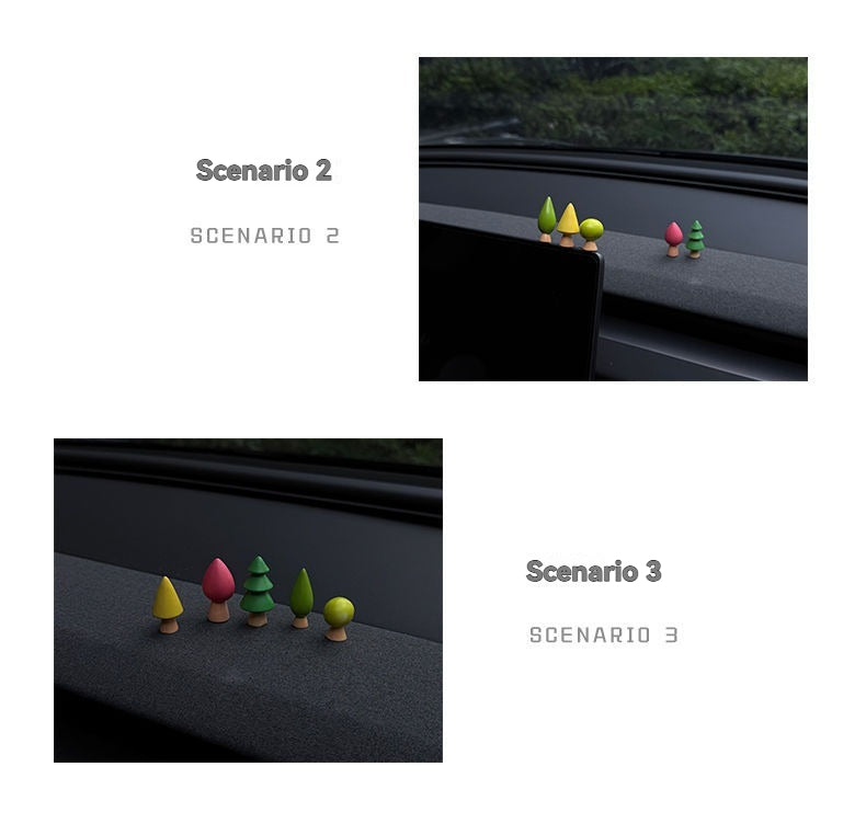 Small trees decorate summer ornaments, cute cars