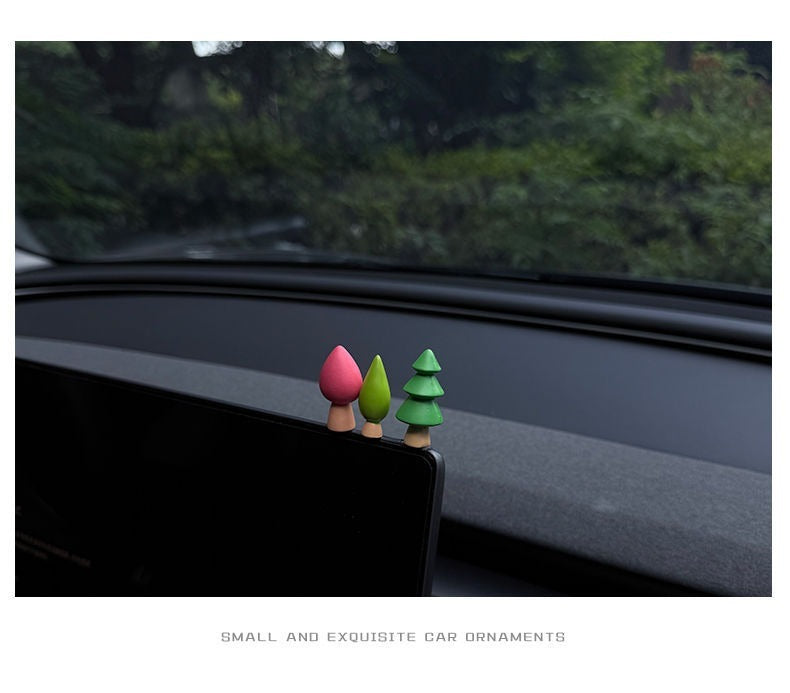 Small trees decorate summer ornaments, cute cars
